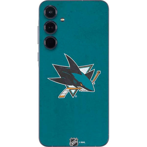 NHL San Jose Sharks Distressed Galaxy A55 5G Skin
